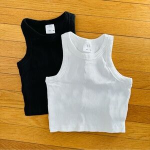 2x Zara Kids Cropped Tank Tops — Black and White
